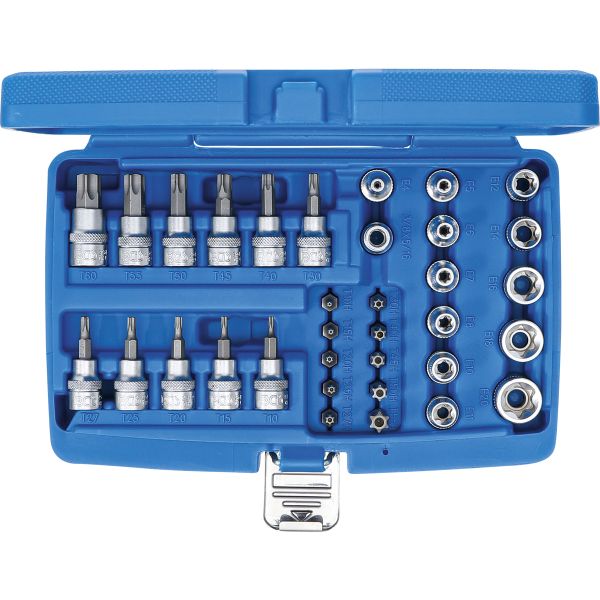 Bit and Socket Set | 10 mm (3/8") | T-Star (for Torx) | 34 pcs.