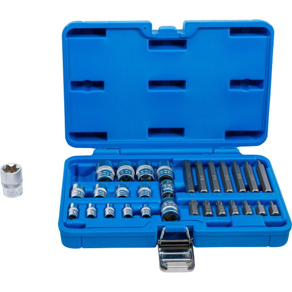 Juego de puntas y llaves de vaso | E-Torx / perfil en T (para Torx) | 30 piezas