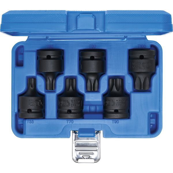 Impact Bit Socket Set | 20 mm (3/4") Drive | T-Star (for Torx) T55 - T100 | 6 pcs.