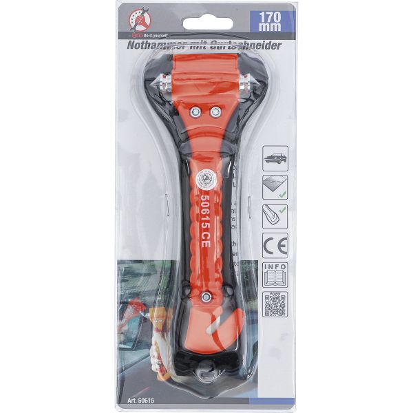 Emergency Hammer with Seat Belt Cutter | 170 mm