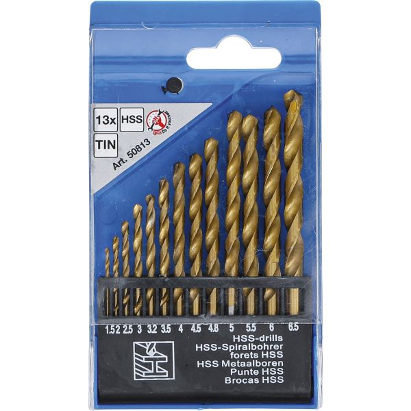 HSS Drill Set | 1.5 - 6.5 mm | titanium coated | 13 pcs.