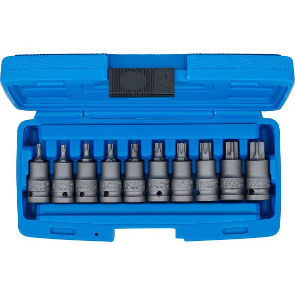 Kraft-Bit-Einsatz-Satz | Antrieb Innenvierkant 12,5 mm (1/2") | T-Profil (für Torx) T20 - T70 | 10-tlg.