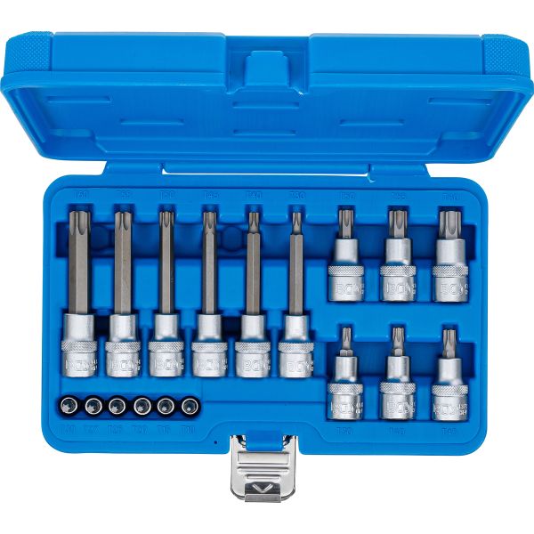 Bit Socket Set | 6.3 mm (1/4") / 12.5 mm (1/2") Drive | T-Star (for Torx) | 18 pcs.