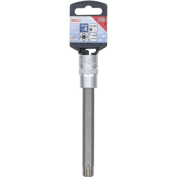 Punta de vaso | longitud 140 mm | entrada 12,5 mm (1/2") | perfil en T (para Torx) T60