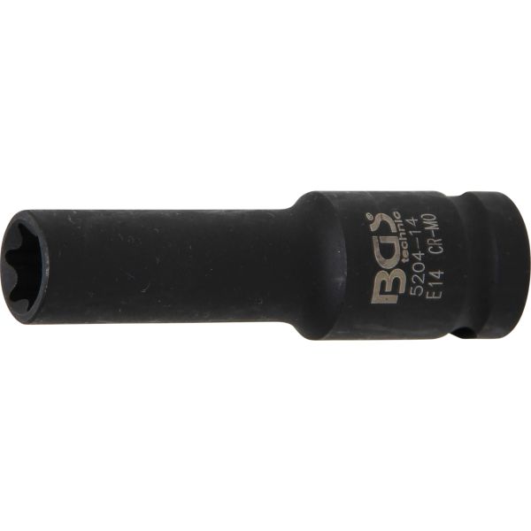 Llave de vaso de impacto E-Torx, larga | entrada 12,5 mm (1/2") | E14