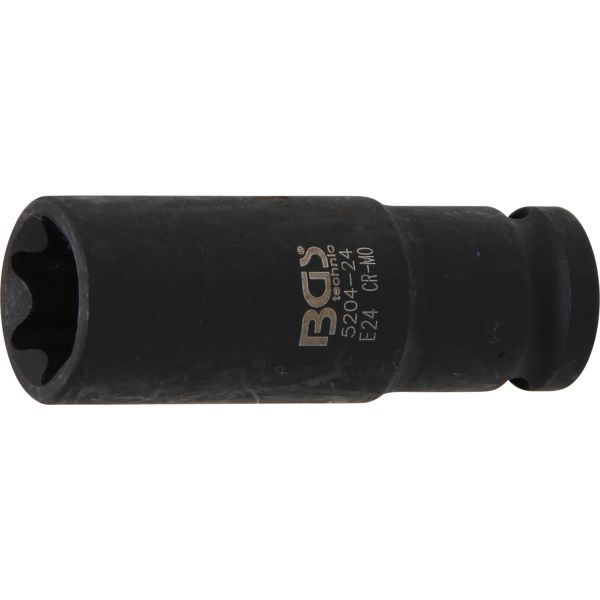Impact Socket E-Type, deep | 12.5 mm (1/2") Drive | E24