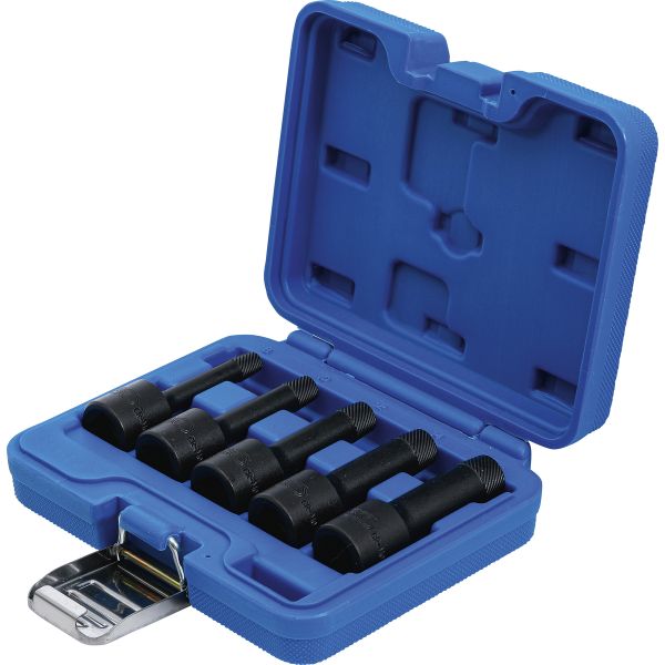 Twist Socket Set (Spiral Profile) / Screw Extractor | 12.5 mm (1/2") Drive | 8 - 16 mm | 5 pcs.