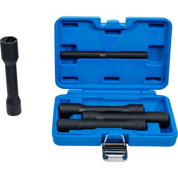 Twist Socket Set (Spiral Profile) / Screw Extractor, deep | 12.5 mm (1/2") Drive | 17 - 22 mm | 5 pcs.