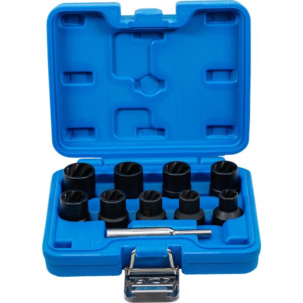 Twist Socket Set (Spiral Profile) / Screw Extractor | 12.5 mm (1/2") Drive | 10 - 19 mm | 10 pcs.