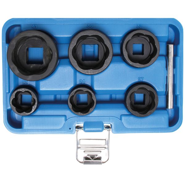 Twist Socket Set (Spiral Profile) / Screw Extractor | 12.5 mm (1/2") + 20 mm (3/4") Drive | 22 - 41 mm | 6 pcs.