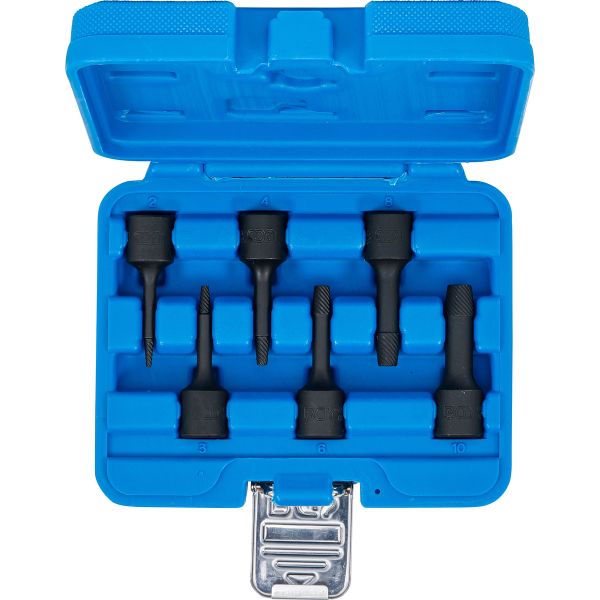 Twist Socket Set (Spiral Profile) / Screw Extractor | 10 mm (3/8") Drive | 2 - 10 mm | 6 pcs.