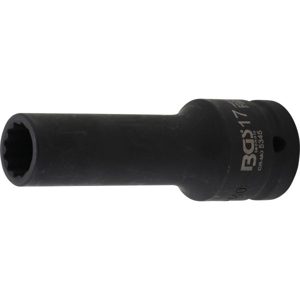 Impact Socket 12-point, deep | 20 mm (3/4") Drive | 17 mm