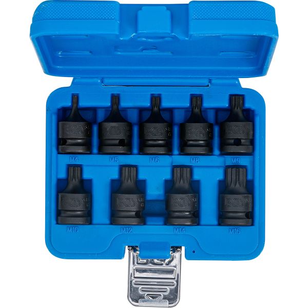 Impact bit Socket Set | 12.5 mm (1/2") Drive | Spline (for XZN) M4 - M16 | 9 pcs.