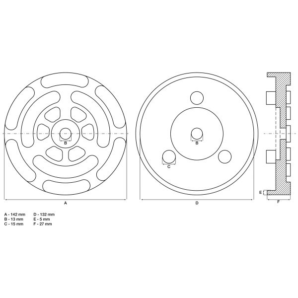 Plato de goma | para plataformas elevadoras | Ø 140 mm