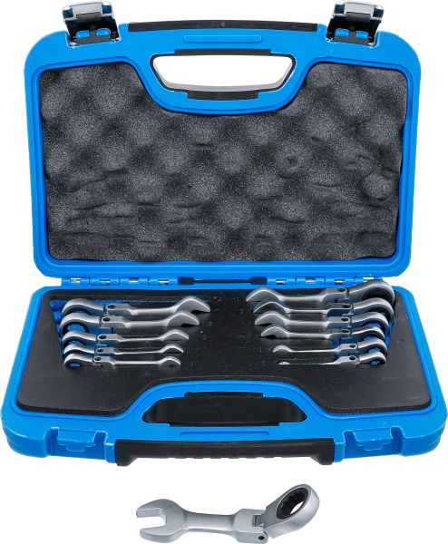 Ratchet Combination Wrench Set | short | adjustable | 8 - 19 mm | 12 pcs.