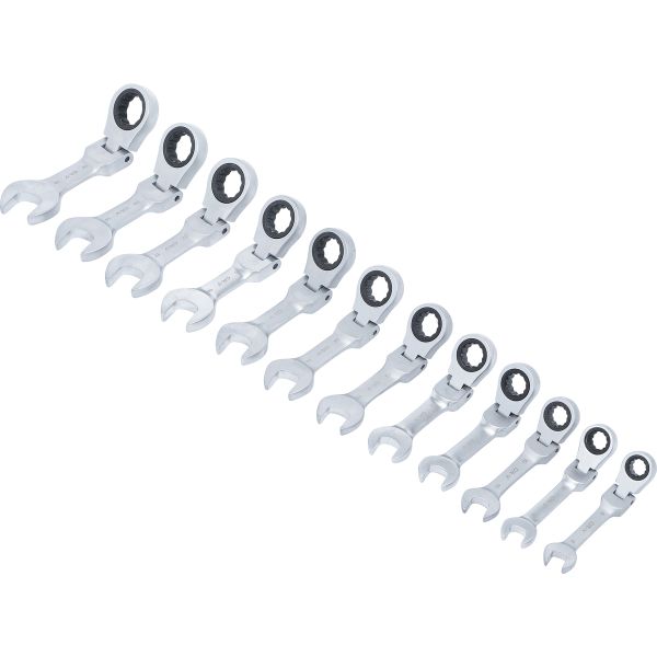 Ratchet Combination Wrench Set | short | adjustable | 8 - 19 mm | 12 pcs.