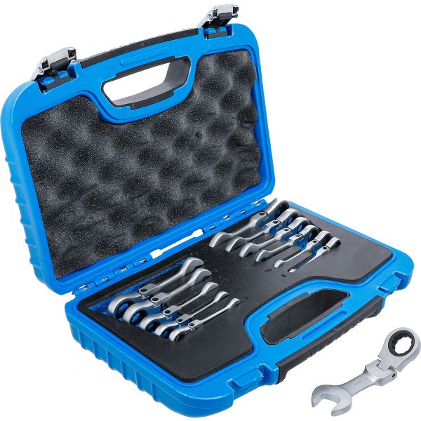 Ratchet Combination Wrench Set | short | adjustable | 8 - 19 mm | 12 pcs.