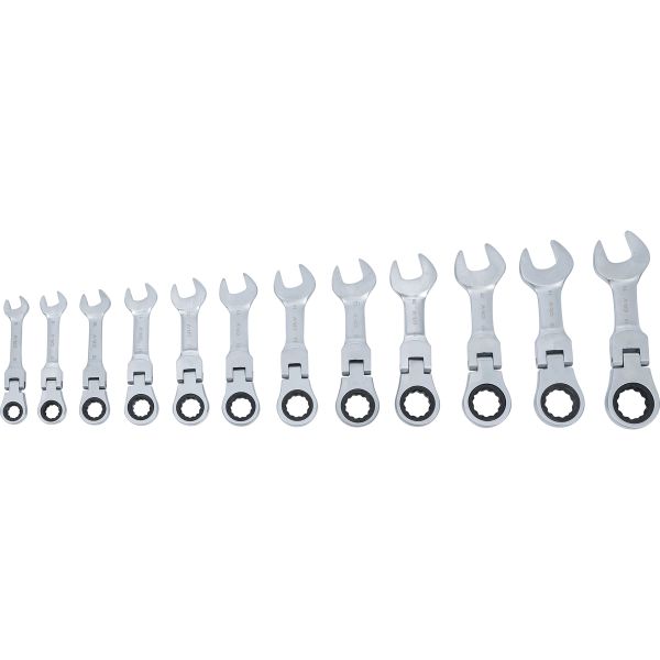 Ratchet Combination Wrench Set | short | adjustable | 8 - 19 mm | 12 pcs.