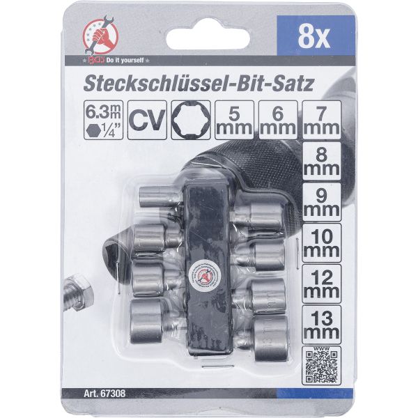 Steckschlüssel-Bit-Satz | Antrieb Außensechskant 6,3 mm (1/4") | SW 5 - 13 mm | 8-tlg.