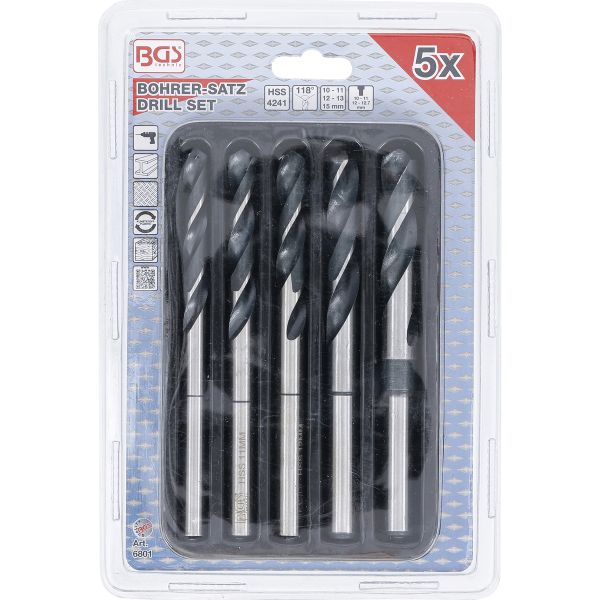 HSS Drill Set | 10 - 11 - 12 - 13 - 15 mm | 5 pcs.