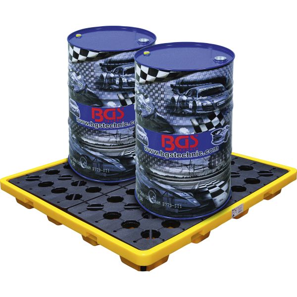Oil Drip Pan | with open mesh flooring | for 4 x 200-l drums