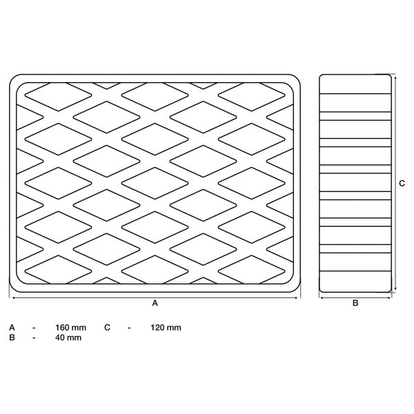 Almohadilla de goma | para plataformas elevadoras | 160 x 120 x 40 mm