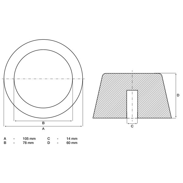 Almohadilla de goma | para plataformas elevadoras | Ø 105 mm