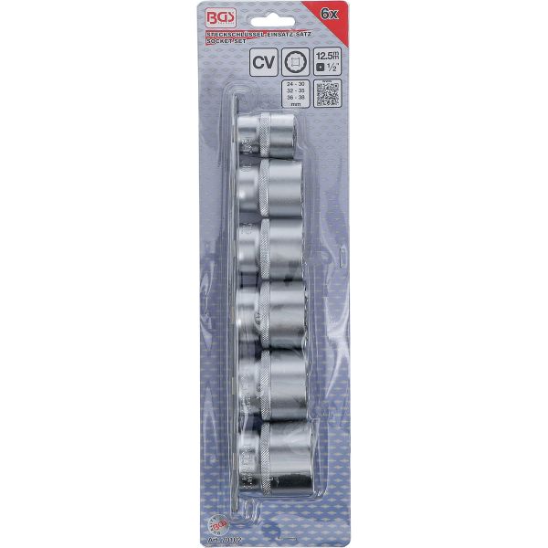 Socket Set, 12-point | 12.5 mm (1/2") Drive | 24 - 38 mm | 6 pcs.