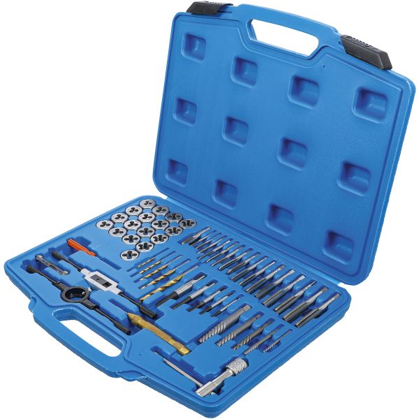 Tap and Die Set | Inch Sizes | 1/4" - 1/2" | 56 pcs.