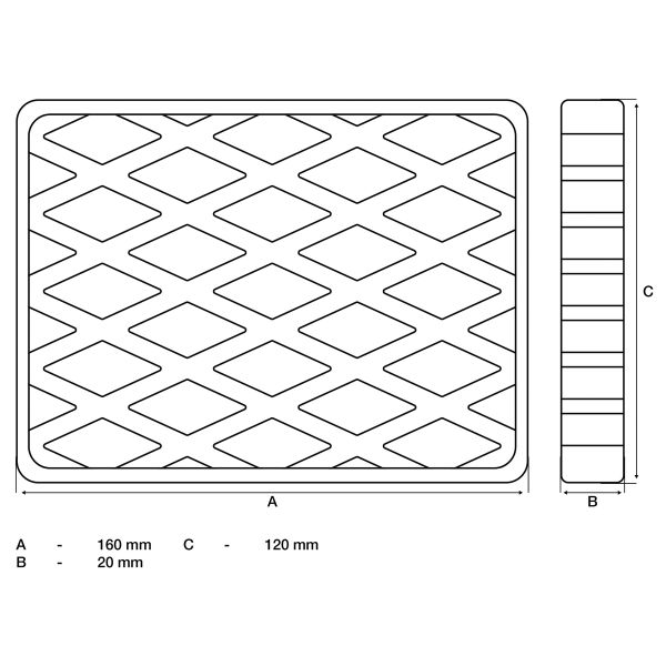 Almohadilla de goma | para plataformas elevadoras | 160 x 120 x 20 mm