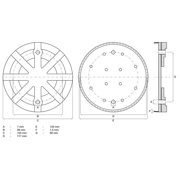 Plato de goma | para plataformas elevadoras | Ø 125 mm