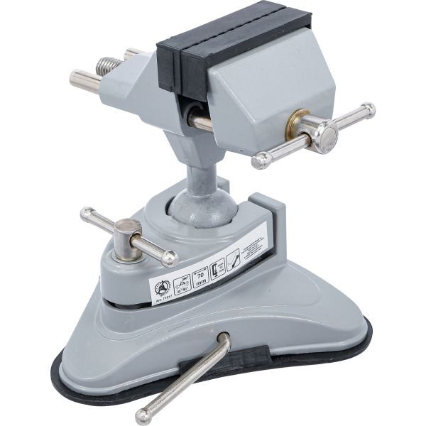Table Bench Vice | rotatable | Jaws 70 mm | with Vacuum Suction Base