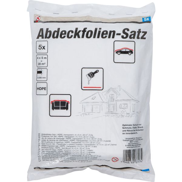 Abdeckfolien-Satz | HDPE | transparent | 4 x 5 m | 20 m² | 5-tlg.