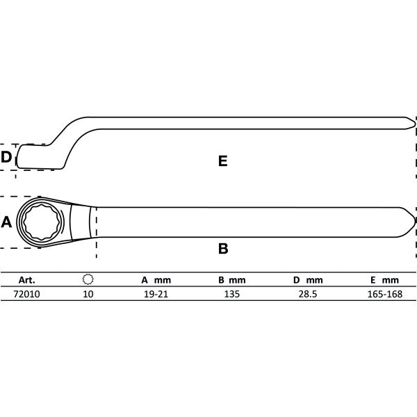 VDE Single End Ring Spanner | deep offset end | 10 mm