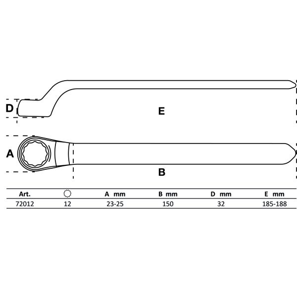 VDE Single End Ring Spanner | deep offset end | 12 mm