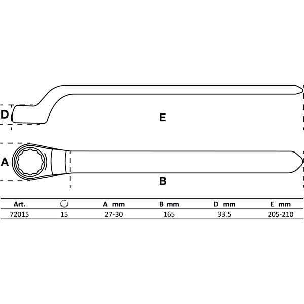 VDE Single End Ring Spanner | deep offset end | 15 mm