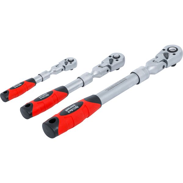 Reversible Ratchet Set | extendable, bendable | 6.3 mm (1/4") - 10 mm (3/8") - 12.5 mm (1/2") | 3 pcs.