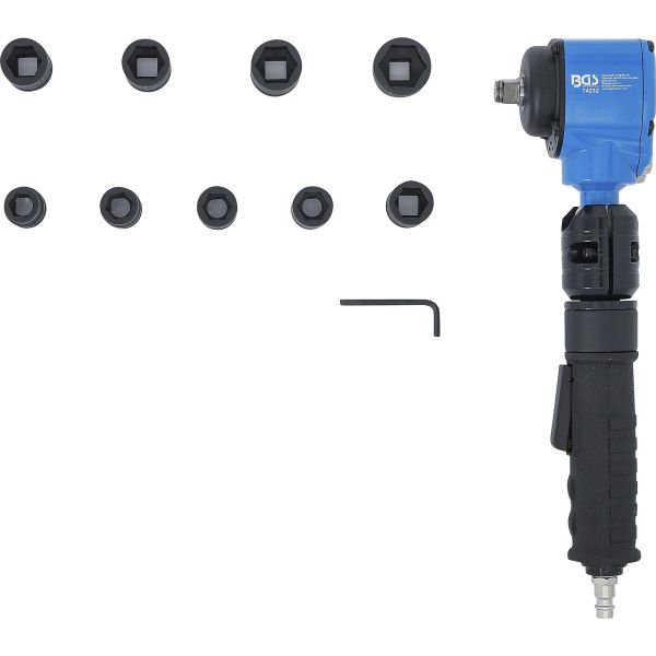 Air Impact Wrench | angled and Impact Socket Set | 12.5 mm (1/2") | 650 Nm | 10 pcs.