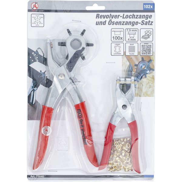 Revolving Punch Pliers and Eyelet Pliers Set | 102 pcs.