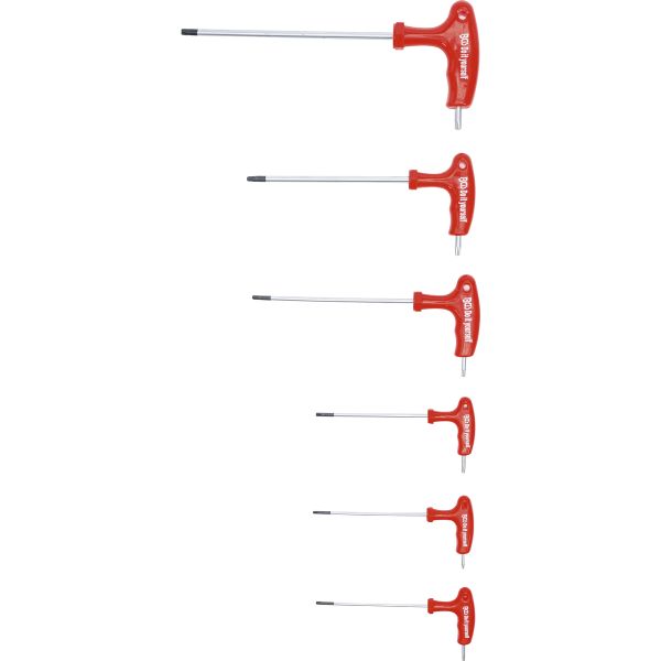 Juego de destornilladores con empuñadura en T | perfil en T (para Torx) con perforación T10 - T40 | 6 piezas