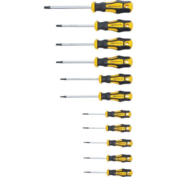 Juego de destornilladores | perfil en T (para Torx) con perforación T6 - T40 | 11 piezas