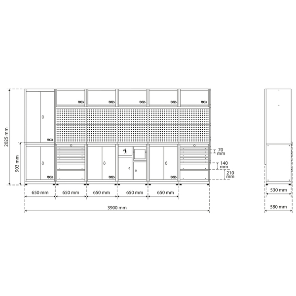 Système d'unité murale | compact | bois | 6 modules