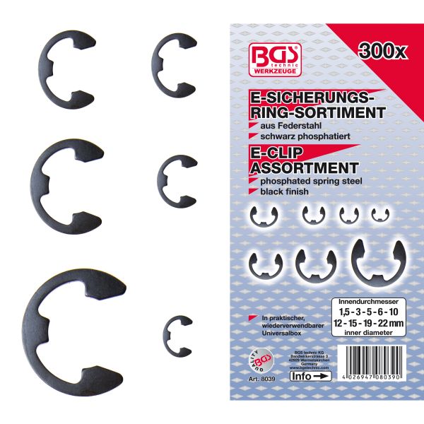 Assortiment de circlips | 1,5 - 22 mm | 300 pièces