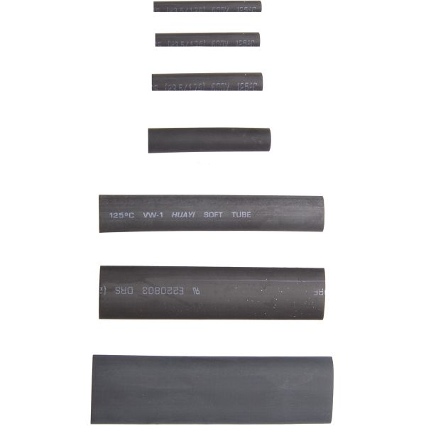 Assortiment de gaines thermo-rétractables | noires | 127 pièces