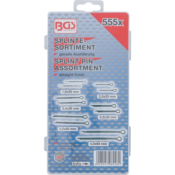 Splint Pin Assortment | Ø 1.6 - 4.0 mm | 555 pcs.