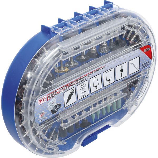 Schleifscheiben- / Polierscheiben- und Bohrer-Satz für Hochgeschwindigkeits-Drehwerkzeuge | 315-tlg.