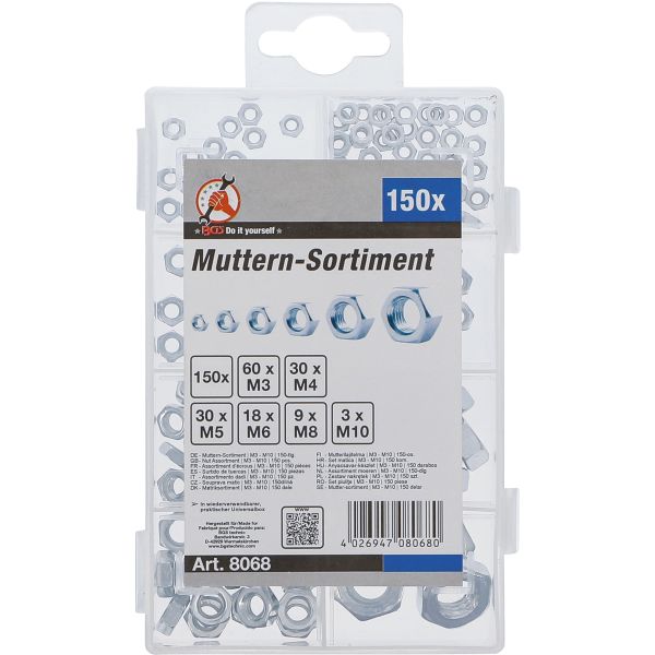 Muttern-Sortiment | M3 - M10 | 150-tlg.