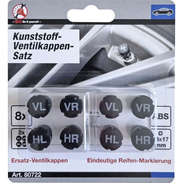 Kunststoff-Ventilkappen-Satz | zur Reifenmarkierung | 8-tlg.