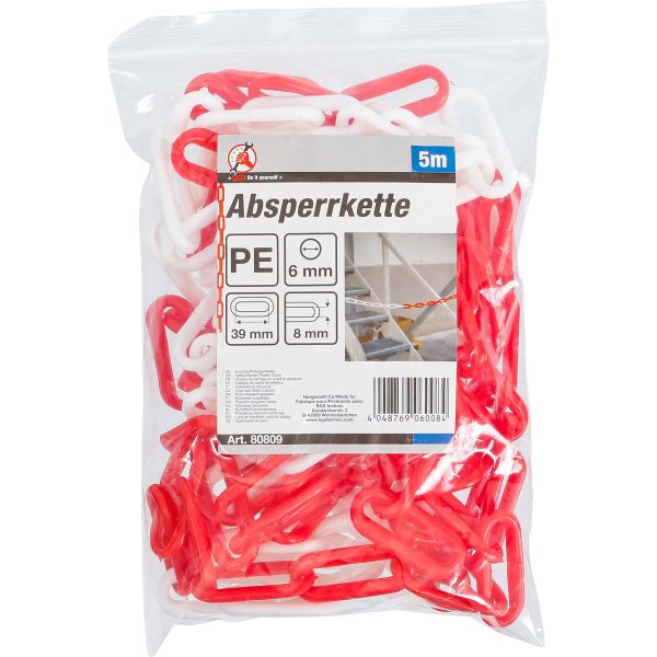 Absperrkette | Rot-Weiß | Kunststoff | 5 m