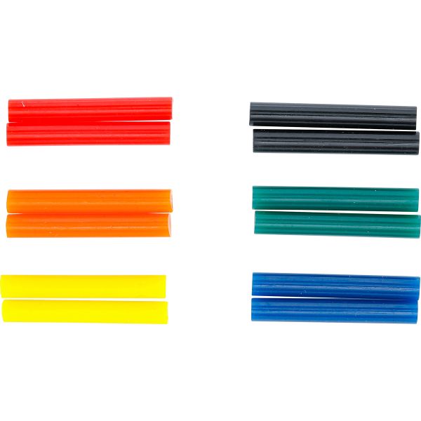Bâtonnets de colle chaude | multicolores | Ø 7,5 mm, 50 mm | 12 pièces